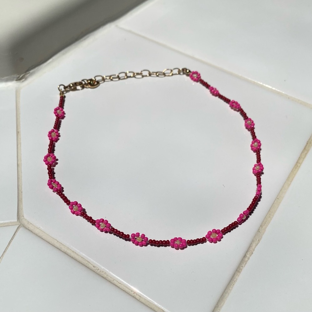 Beaded floral choker